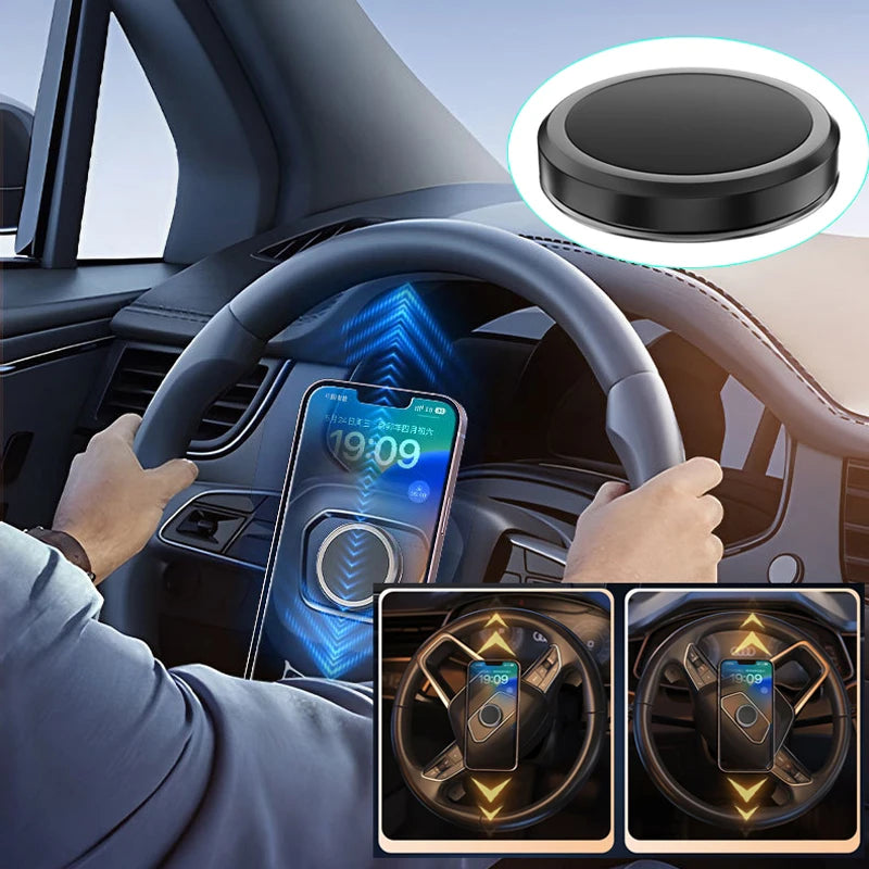Magnetic round Car Phone Holder Steering Wheel Phone Stand Mount Rotatable Fixed Bracket Support GPS for Xiaomi Iphone Samsung