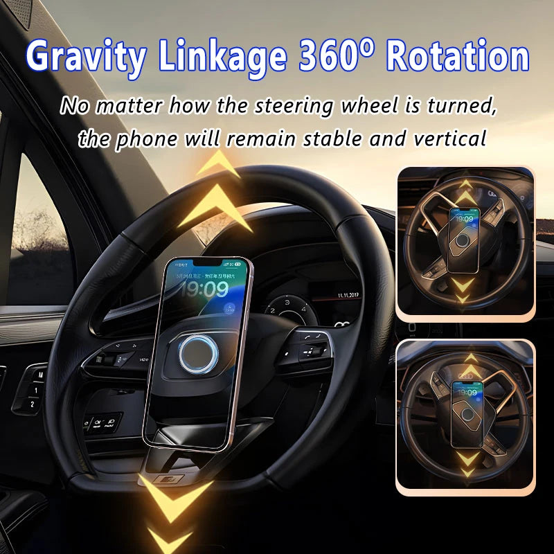 Magnetic round Car Phone Holder Steering Wheel Phone Stand Mount Rotatable Fixed Bracket Support GPS for Xiaomi Iphone Samsung