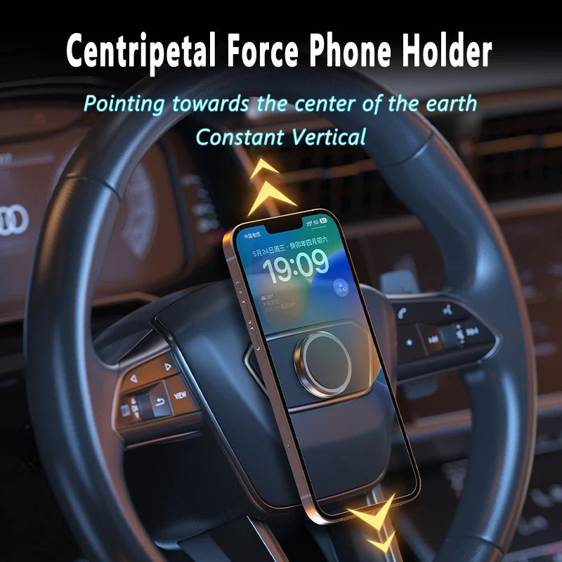 Magnetic round Car Phone Holder Steering Wheel Phone Stand Mount Rotatable Fixed Bracket Support GPS for Xiaomi Iphone Samsung